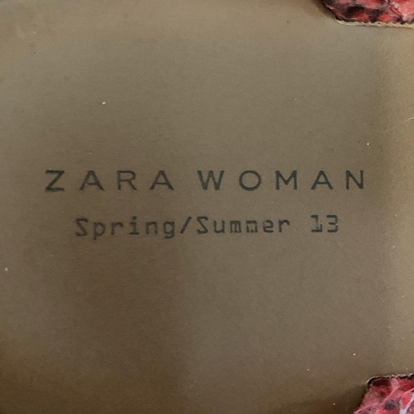 Zara Women Platform Strappy Sandals with Orange Snakeskin - Picture 4 of 6